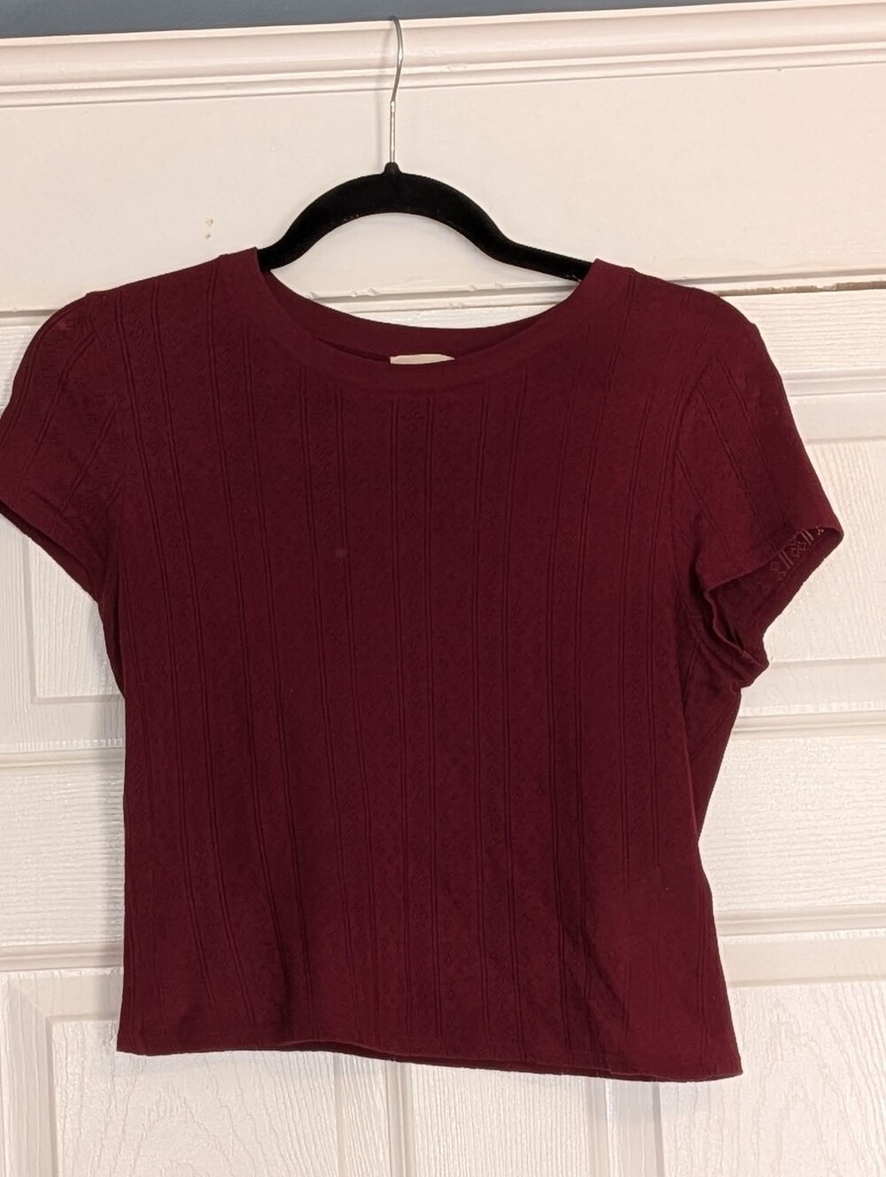Sezane Camille Top Burgundy Pointelle Size M - Picture 2 of 5
